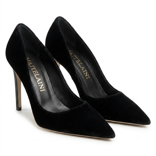 100mm Black Velvet Pumps