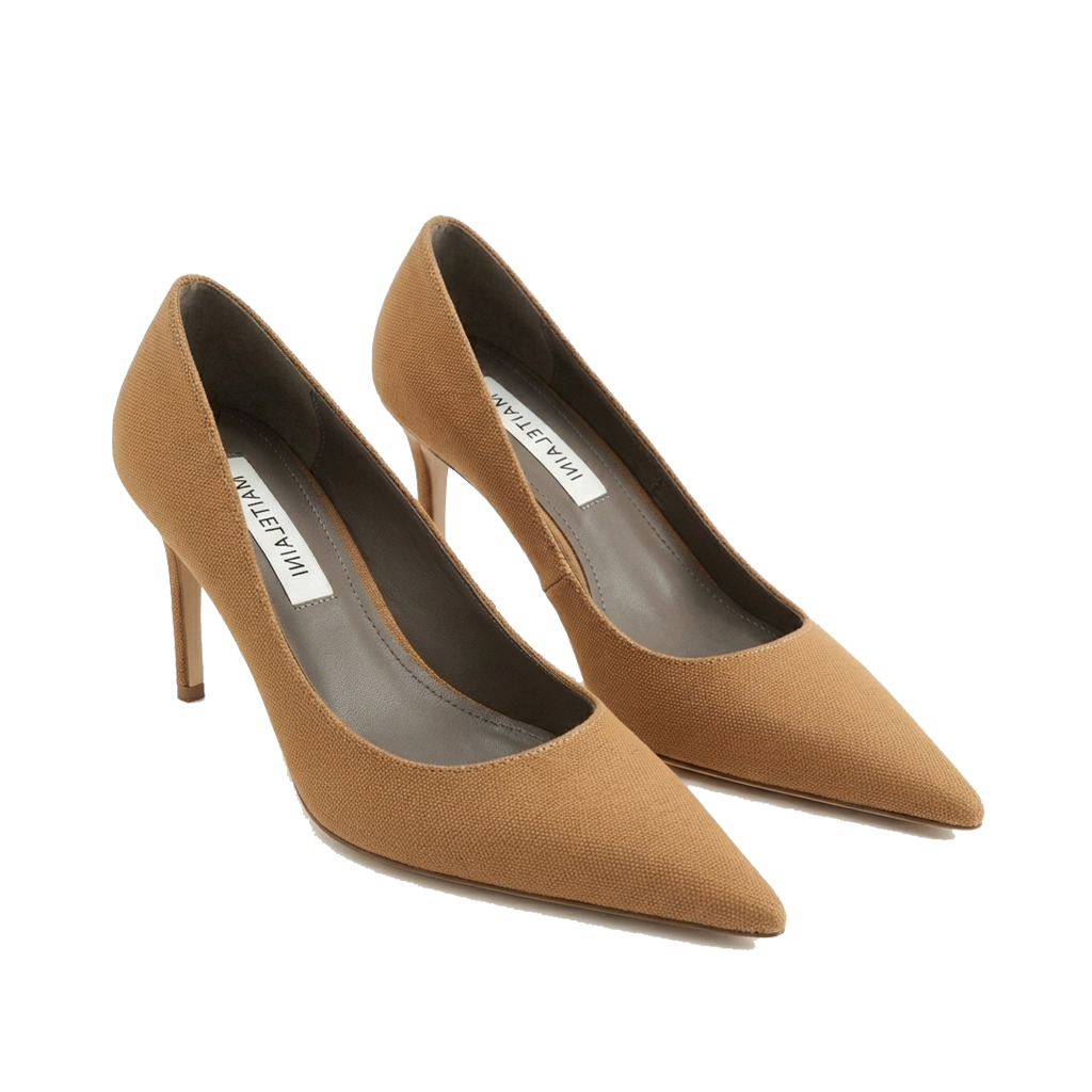 ANTRS 85 卡其色帆布高跟鞋