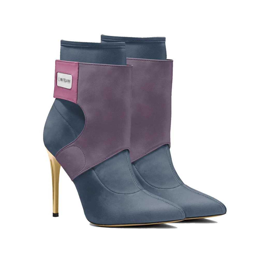 100mm Blue with Purple Heeled Future Boots