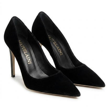 100mm Black Velvet Pumps