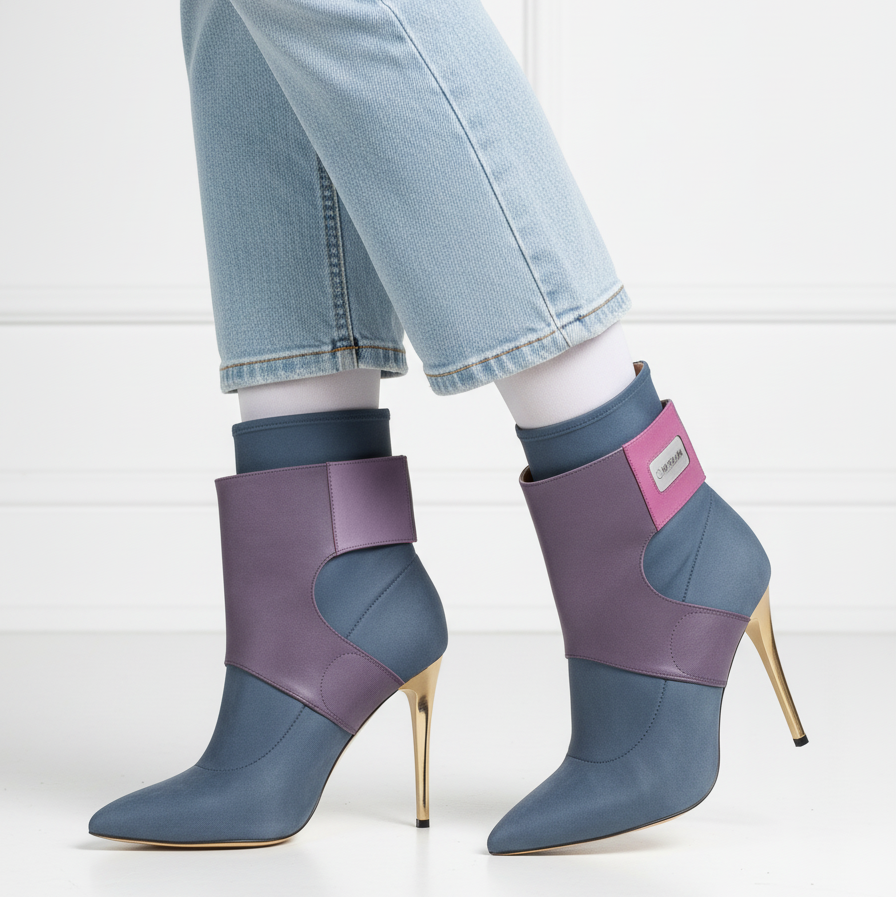 100mm Blue with Purple Heeled Future Boots