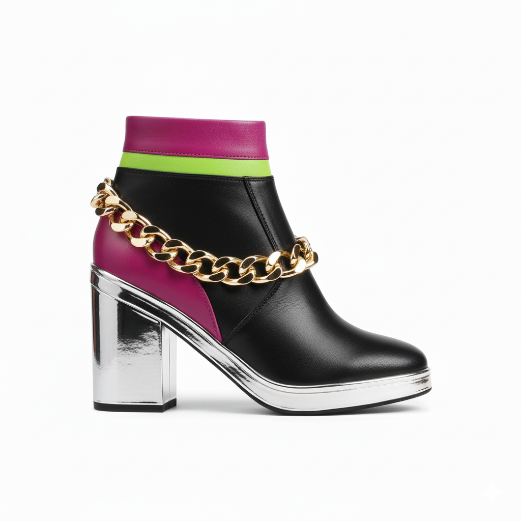 CARK 60 Black Pink Biker Punk Boots