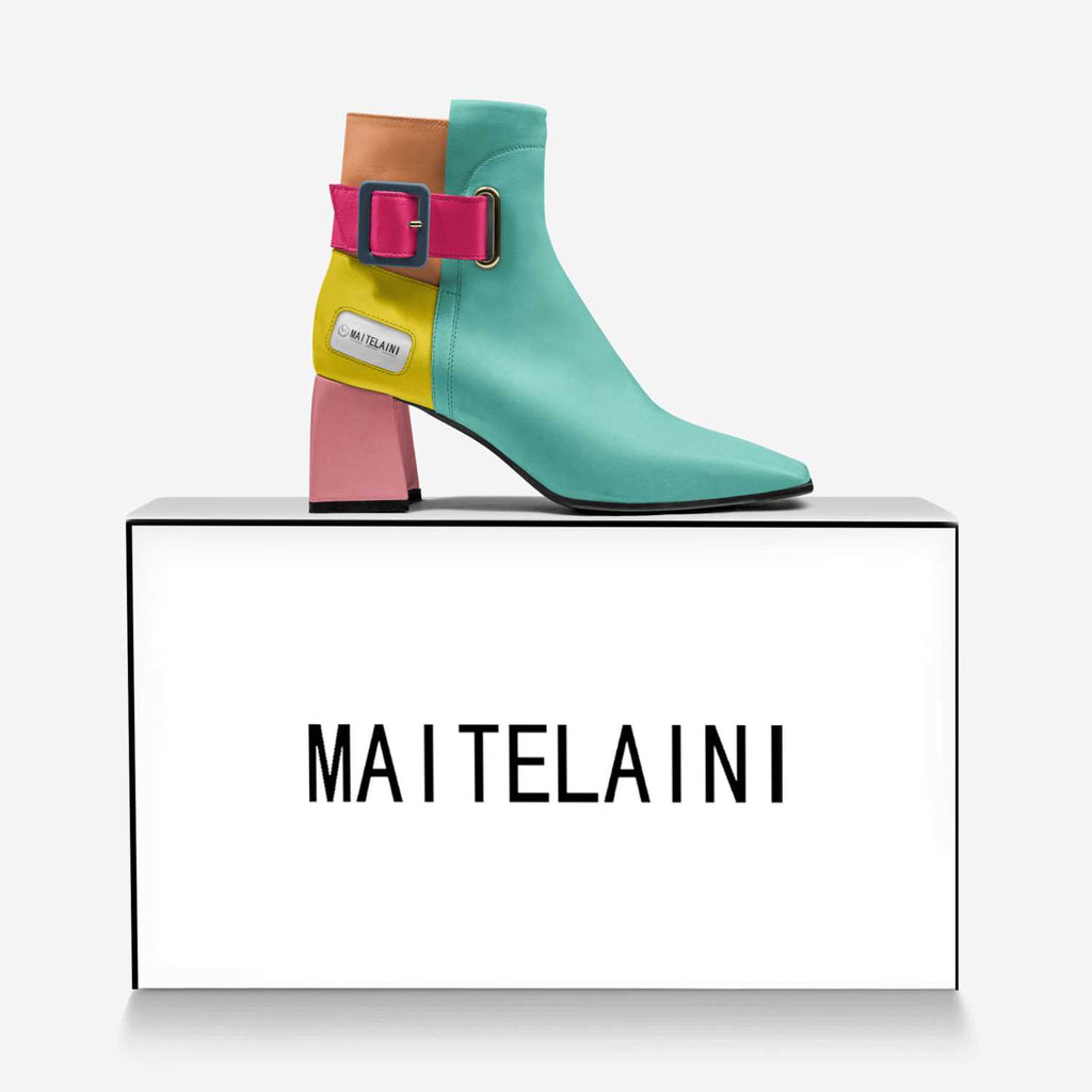 70mm 淡绿色黄粉色靴