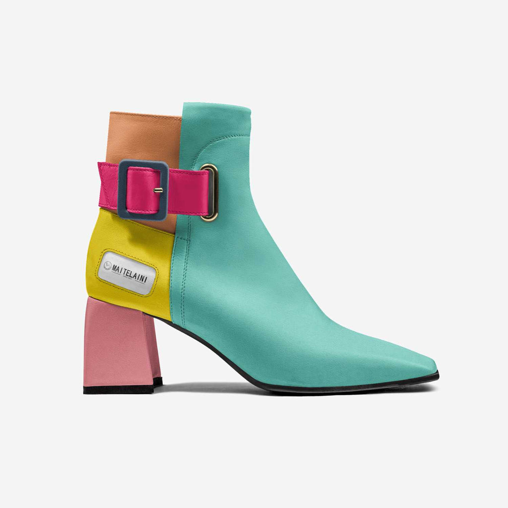 70mm 淡绿色黄粉色靴