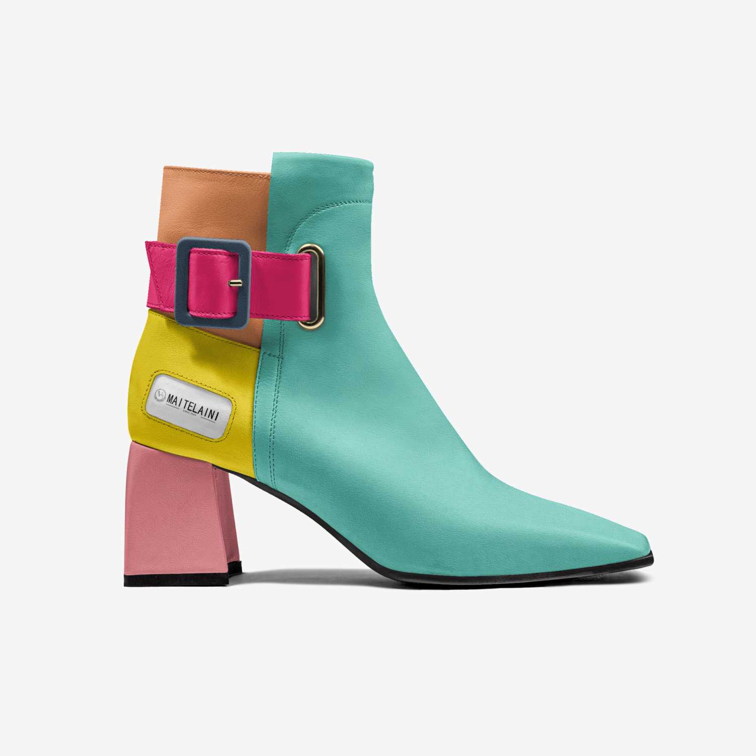 70mm 淡绿色黄粉色靴