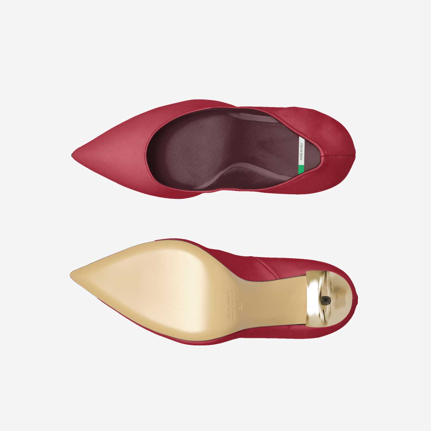 ROSARA 100 红色波尔多皮革高跟鞋