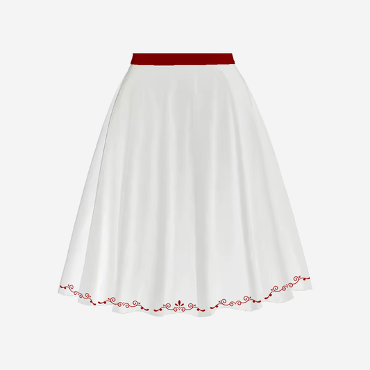 Women's Dark Red white pattern skirt