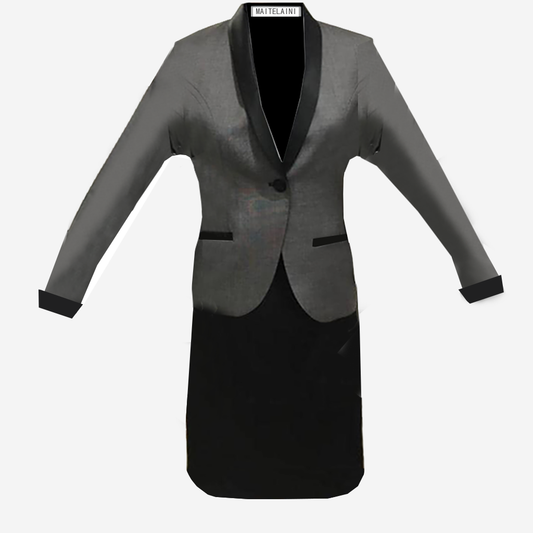 Women's black and gray wool suit skirt