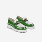 Green White Patent Leather loafers