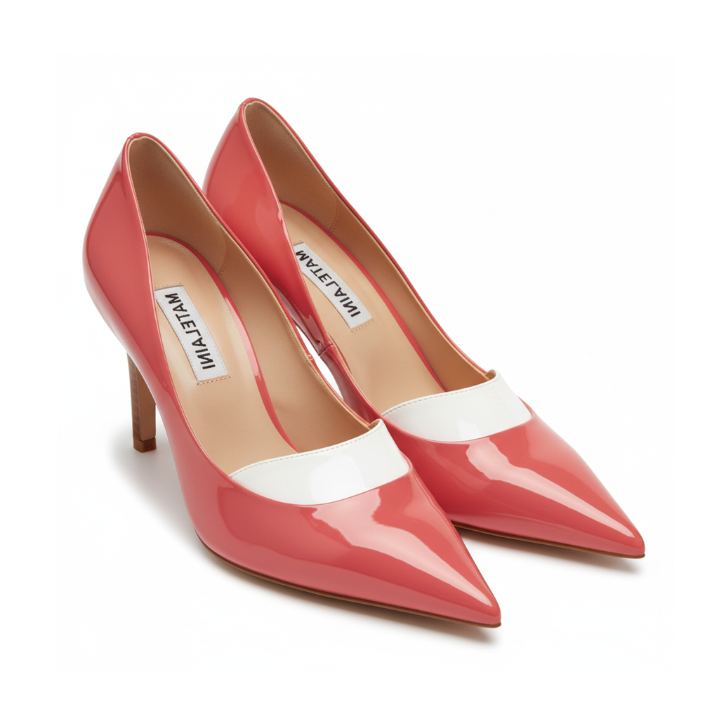 60mm 粉红色白色鞋舌高跟鞋