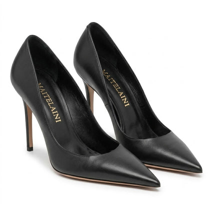 Elegant Queen 100 Black Leather Pumps