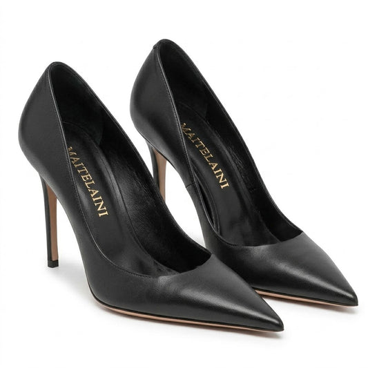 Elegant Queen 100 Black Leather Pumps