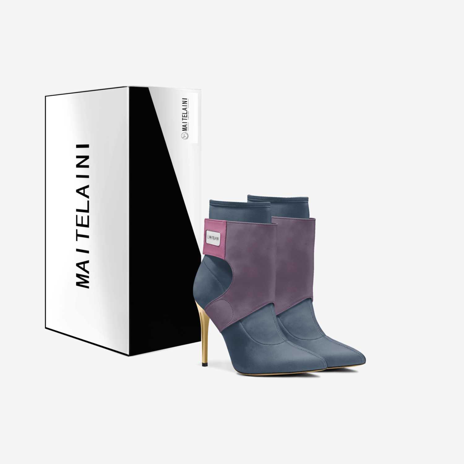 100mm Blue with Purple Heeled Future Boots