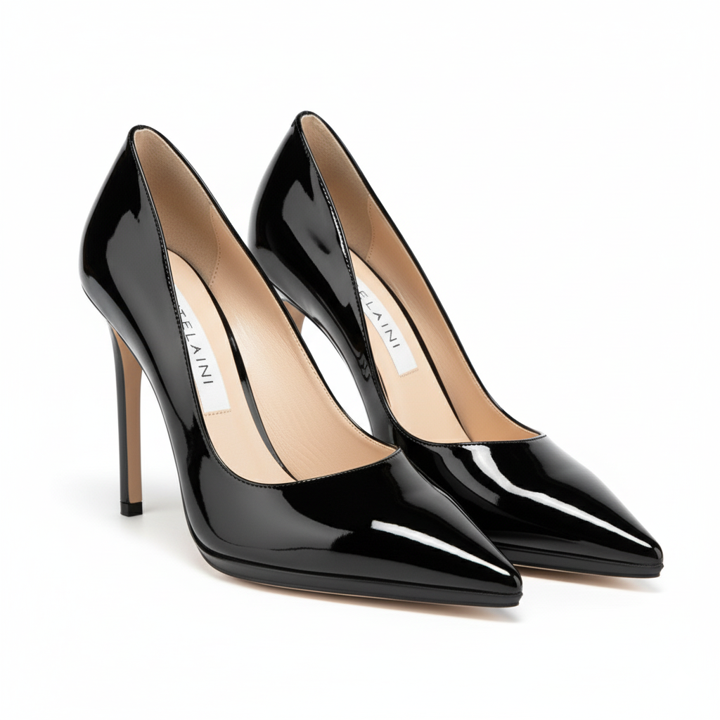 ULSA 120 Black Patent Leather Platform Pumps