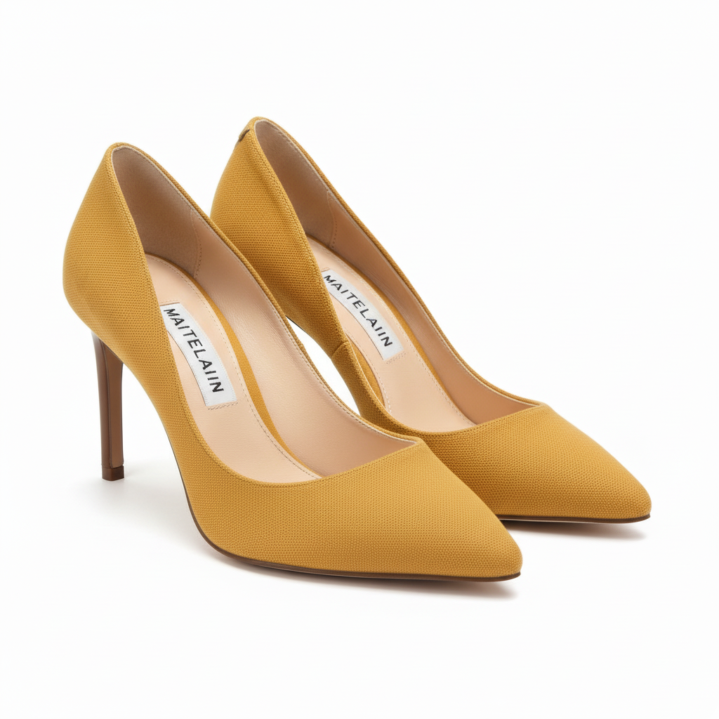 ATIS 85 黄色帆布高跟鞋