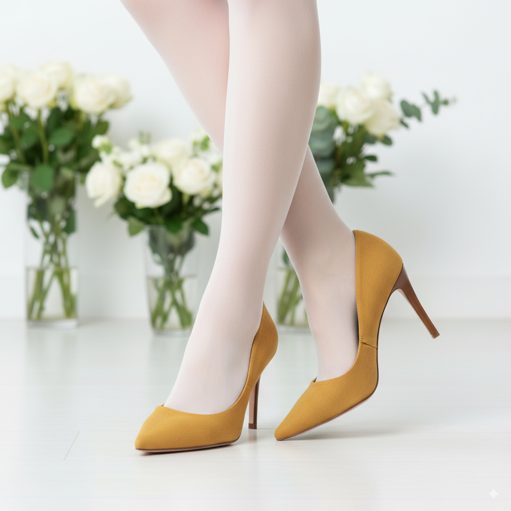 ATIS 85 黄色帆布高跟鞋