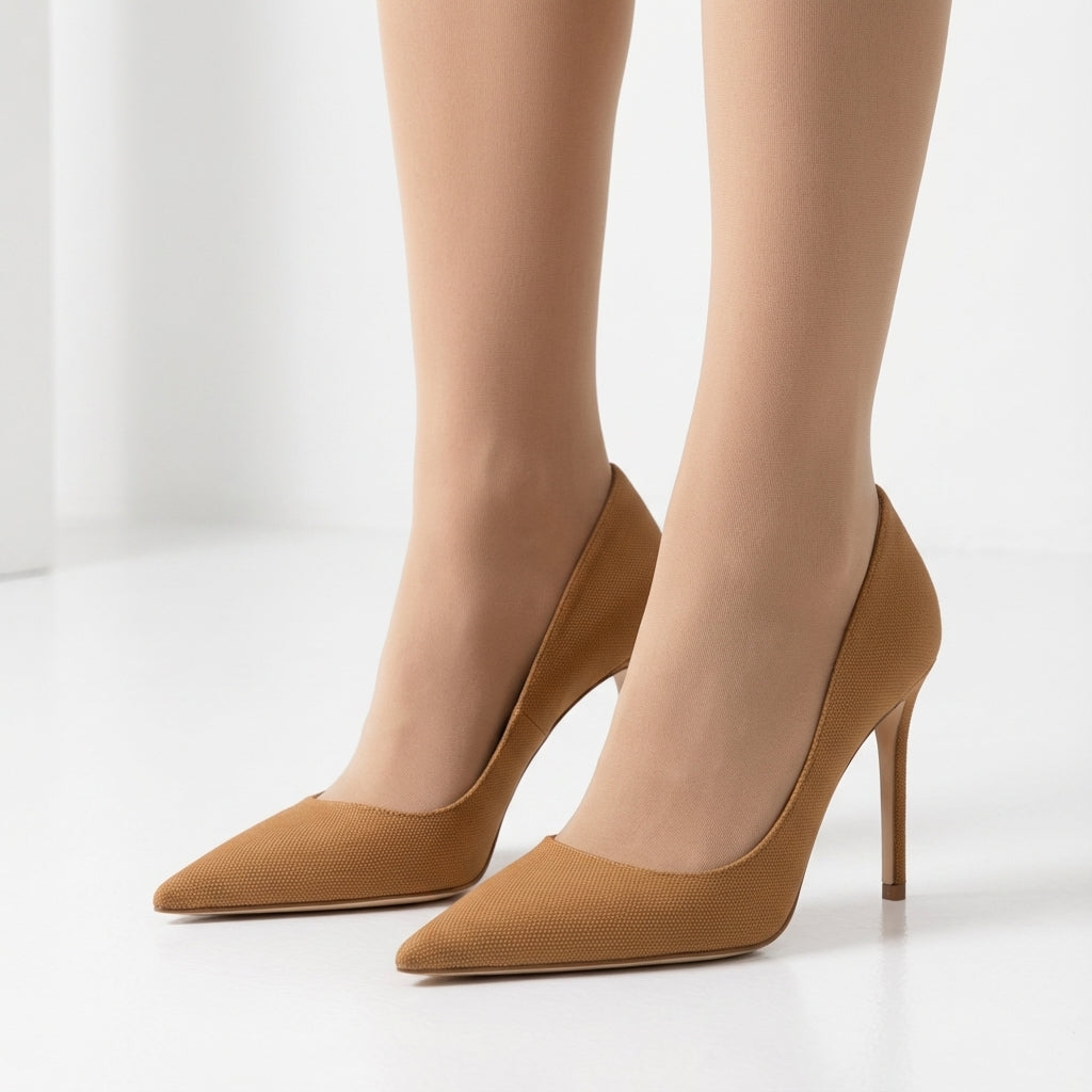 ANTRS 85 卡其色帆布高跟鞋