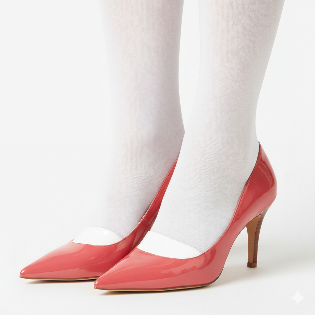 60mm 粉红色白色鞋舌高跟鞋