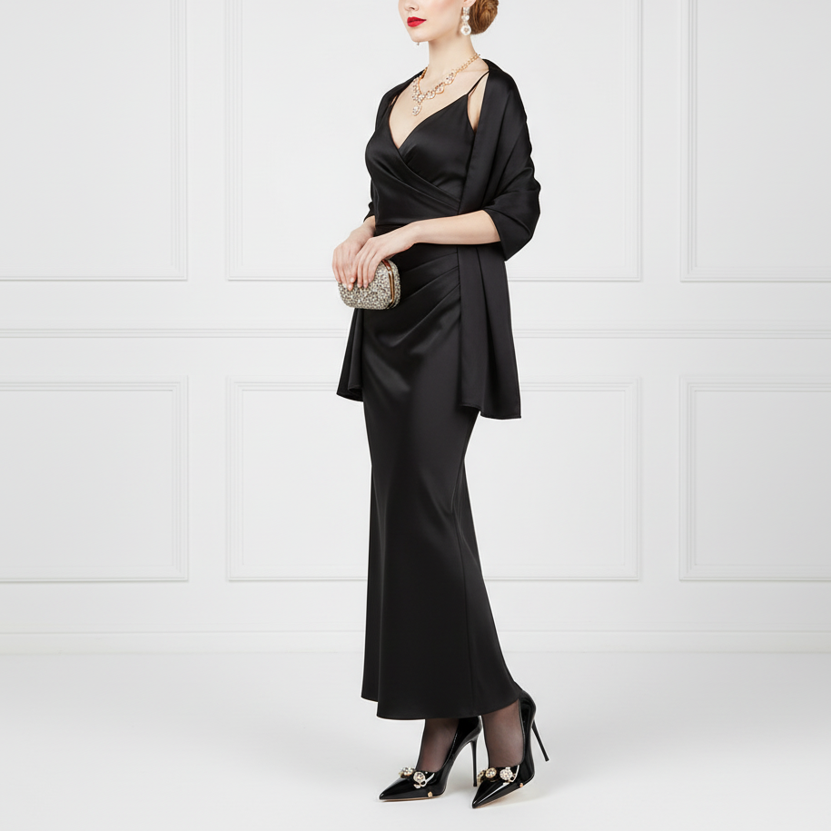 110 Black Patent Leather Golden Strap Pumps