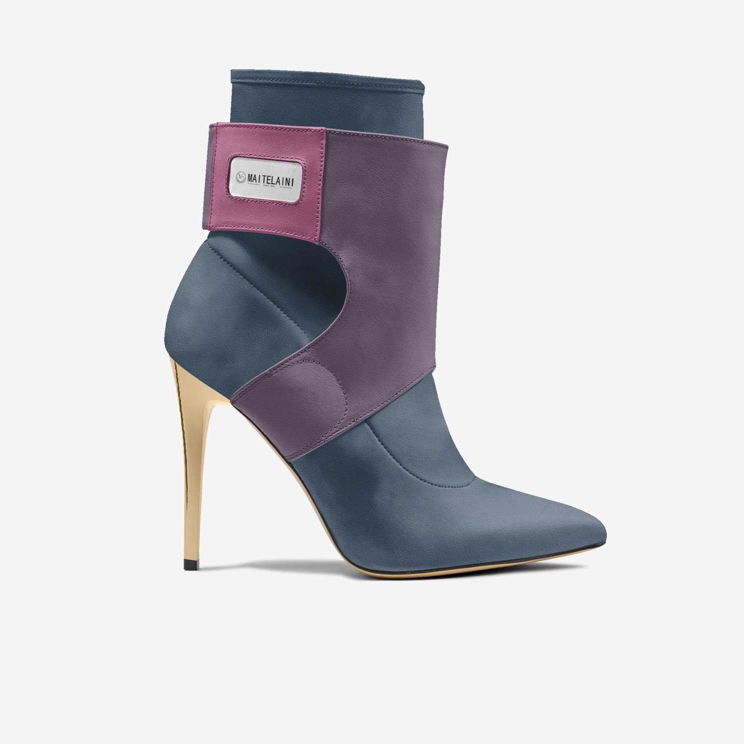 100mm Blue with Purple Heeled Future Boots