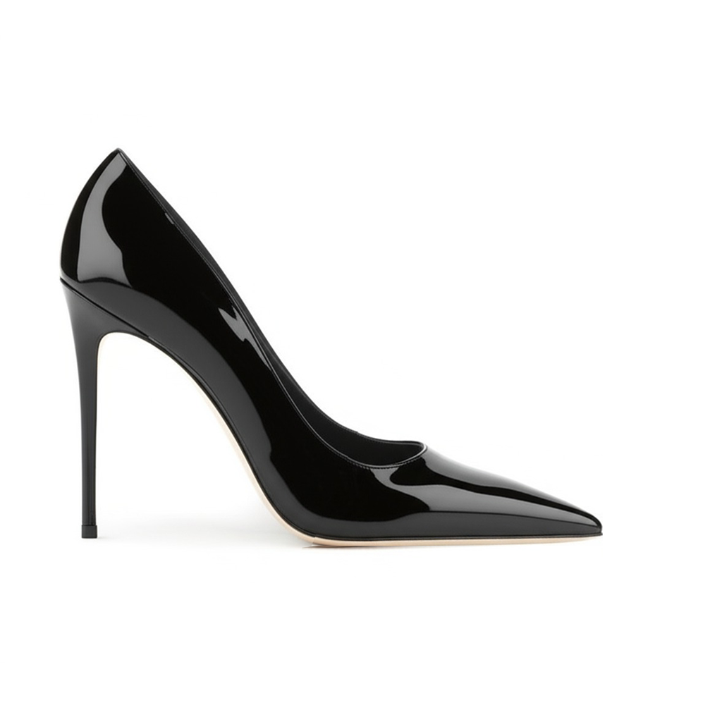 110mm Black Patent Leather Pumps
