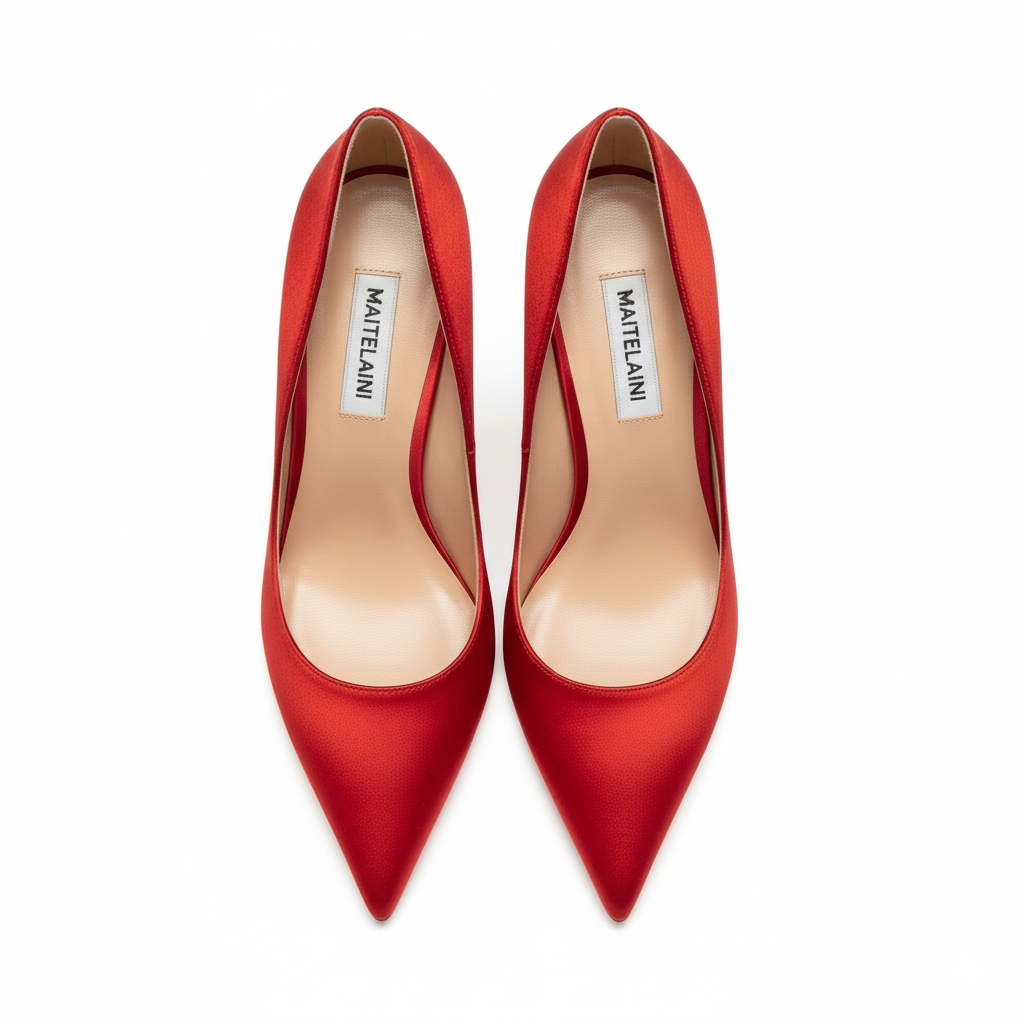 MELA 100 红色绸缎圣诞装饰高跟鞋