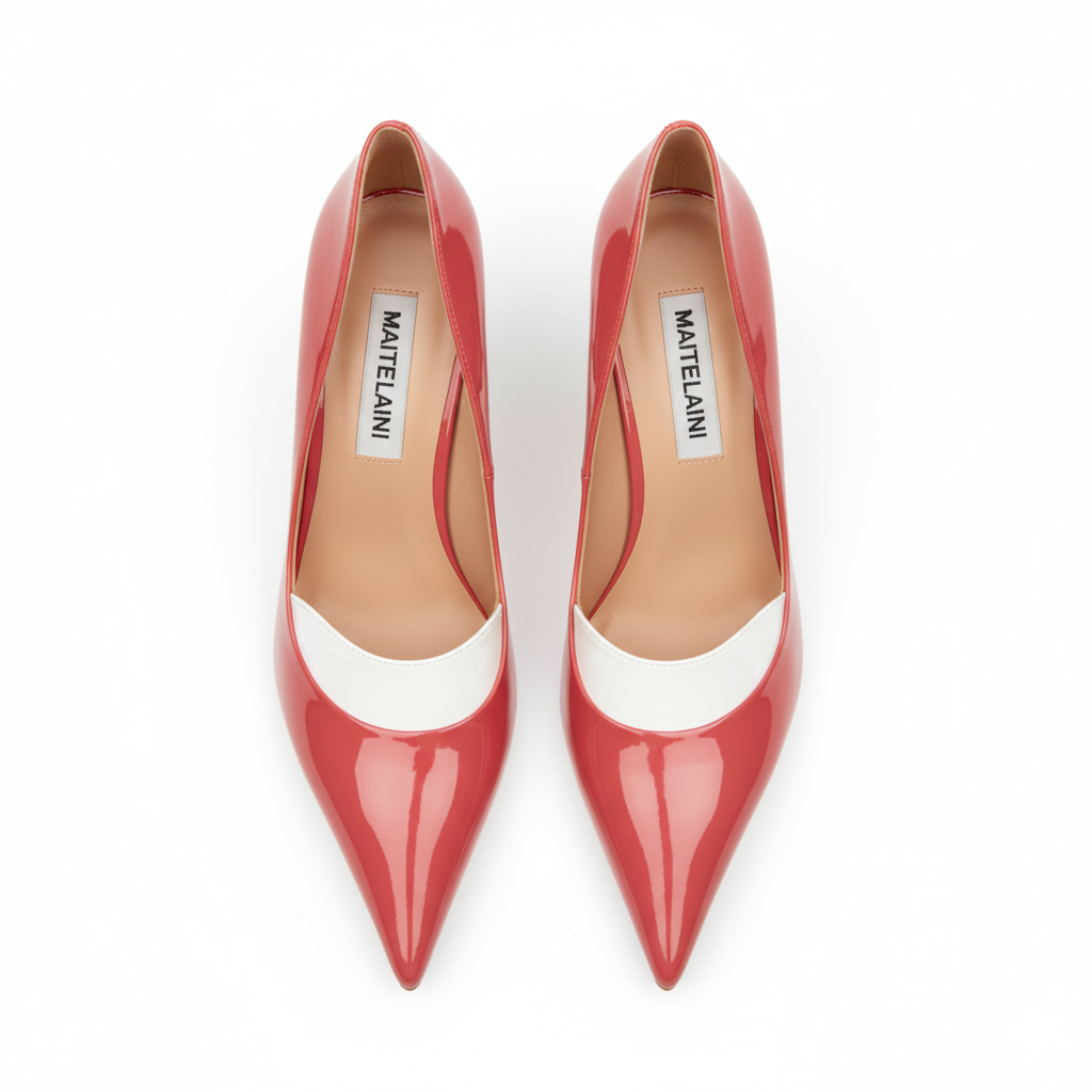 60mm 粉红色白色鞋舌高跟鞋