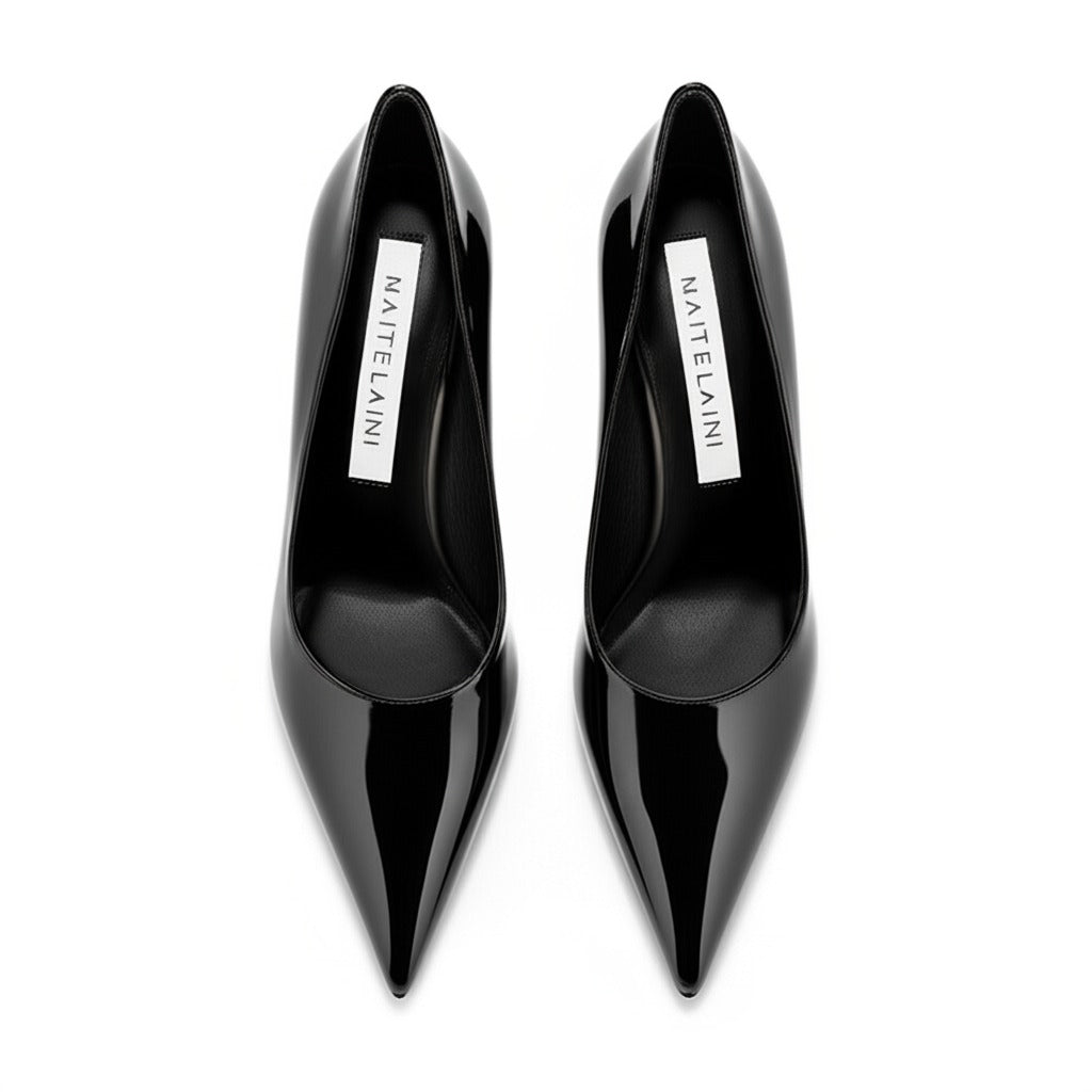 110mm Black Patent Leather Pumps