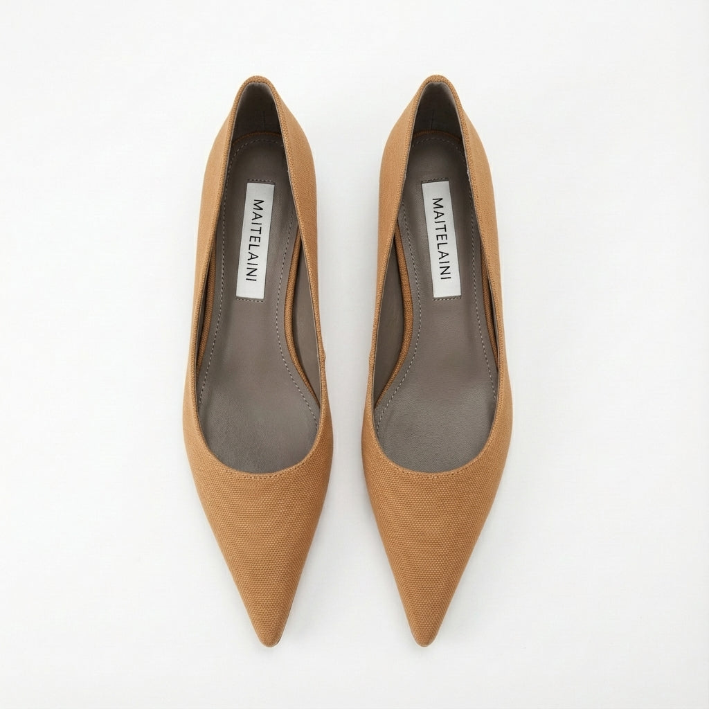 ANTRS 85 卡其色帆布高跟鞋