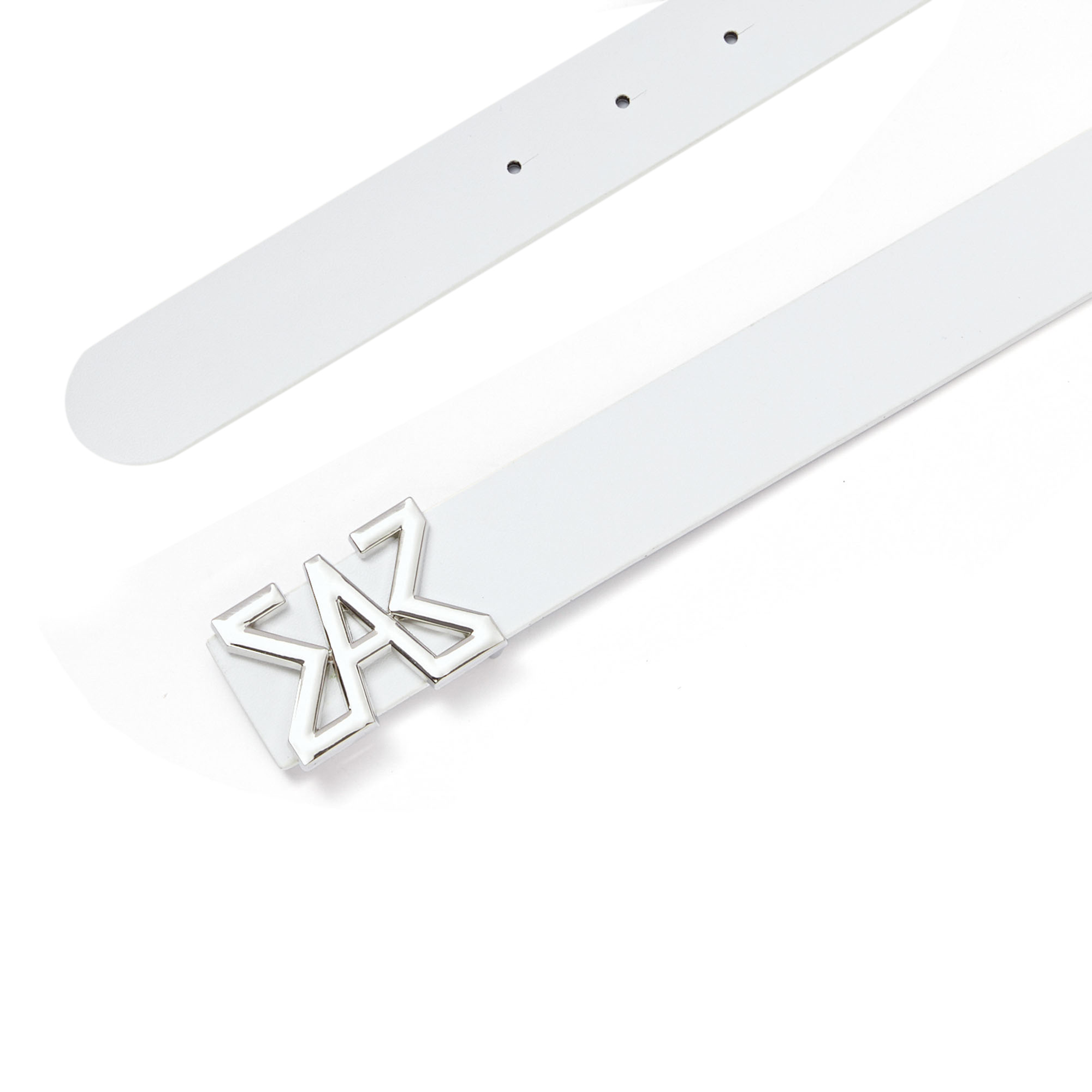 女士白色银扣皮带